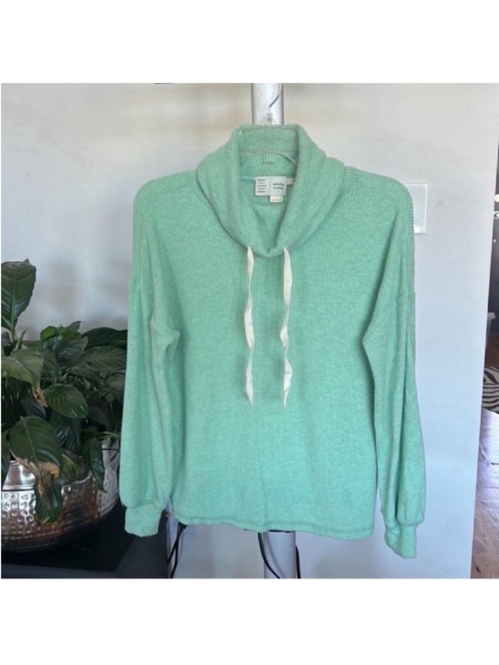 Anthropologie Saturday Sunday knit pullover Cowl Sweater Sz XS Mint Green corded